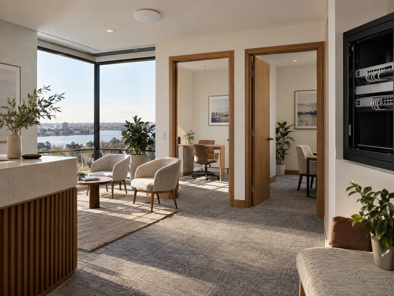 Illustrative South Perth consulting suite with discreet business Wi-Fi.